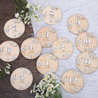 Boho 3D marguerite marqueurs en bois disques bébé grossesse croissance Photo accessoire marguerite en bois fleur jalon disque