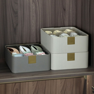 Pu da đồ lót Hộp lưu trữ sọc dọc thiết kế da Divider hộp lưu trữ cho đồ lặt vặt quần áo lưu trữ - Product Image 6