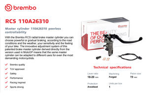 Tuas Master Silinder Hidrolik RCS19 Performa Tinggi Sisi Kanan 110A26310 Aluminium Garansi Dua Tahun - Product Image 3