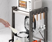 Installation simple cuisine four à micro-ondes support de rangement Double couche extractible cuiseur à riz friteuse à Air support de stockage intégré