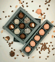 Boîte d'emballage personnalisée pour bonbons ronds en chocolat, boîte de bonbons en forme de cœur, barre de truffes au chocolat, cadeau, 2 boîtes rigides