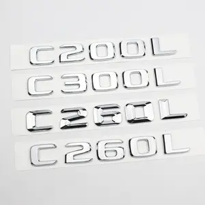 Modification logo 3D letter number sticker ABS Chrome car trunk C200L E200L C260L E300L nameplate for Mercedes Benz