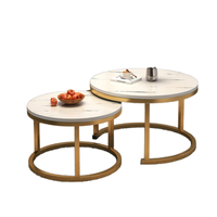Ensemble de tables basses gigognes modernes extensibles, surface métallique, deux tons noir et blanc, tables rondes pour salon, chambre, maison