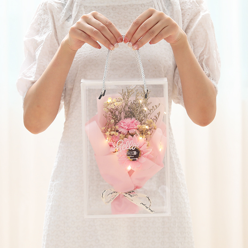 3 flower gift box [Pink Carnation sunflower]