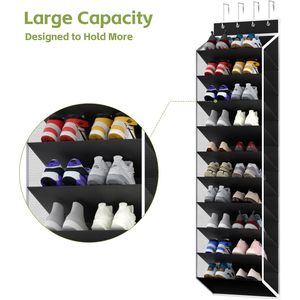 10 Tiers Mesh <b>Over</b> <b>Door</b> Shoe Organizer Storage, Hanging Shoe Holder for <b>Door</b> with Large Deep Pockets - Product Image 5