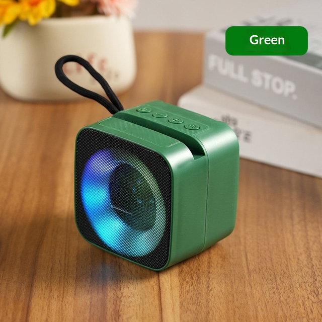 2026 Portable Wireless Bluetooth Speaker Cube Mini Speaker With RGB Breathing Light Lanyard Support TF Card FM Radio for Home