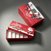 Boîte à chocolat de Noël personnalisée imprimée, compartiments en papier écologiques, boîte d'emballage pour biscuits, en-cas, desserts