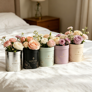 Luxury Large <b>Hat</b> <b>Box</b> Rigid Cardboard Round Flower <b>Box</b> for Preserved Rose Bouquet Packaging Custom Logo Wholesale - Product Image 3