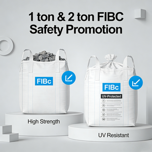 שקיות FIBC עמידות לקרינת UV, <span class=keywords><strong>1</strong></span> טון 2 טון, עומס גבוה, שקיות ג'מבו ארוגות מפוליפרופילן לתעשייה, אחסון חיצוני והובלה - Product Image 1