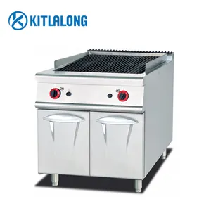 Kitlalong Peralatan Dapur Komersial Gas Lava Rock Grill dengan Kabinet Gas Jarak Memasak