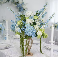 Bola Bunga Hydrangea Gaya Modern 50cm Warna Biru Hijau Bunga Buatan Hiasan Meja Pernikahan/Pesta