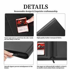 FX Prêt à expédier, classeur pour cartes à collectionner à 12 pochettes, 480 pochettes, en cuir PU, avec fermeture éclair, pour Pokemon MTG TCG Yugioh, personnalisable OEM - Product Image 4