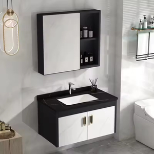 <span class=keywords><strong>Mueble</strong></span> de Baño para Hotel Tocador <span class=keywords><strong>con</strong></span> Lavabo Gabinete de Aluminio Lavabo de Piedra Sinterizada Gabinete de Baño Moderno <span class=keywords><strong>con</strong></span> Espejo - Product Image 1