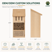 Maison pour oiseaux en bois personnalisée avec logo, hôtel à insectes en pin naturel, nid d'abeilles avec tubes en bambou pour la décoration de jardin (vente en gros)