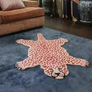 Customer Tiger Print Rug Cute Faux Tiger Rug Plush Non-Slip Small Area Rugs for Home Decor Fluffy Animal Living Room Play mat