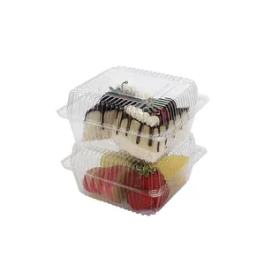 Custom 100% Compostable PLA Clear Hinged Clamshell Box Disposable Plastic Grapes Strawberries Kiwi Containers