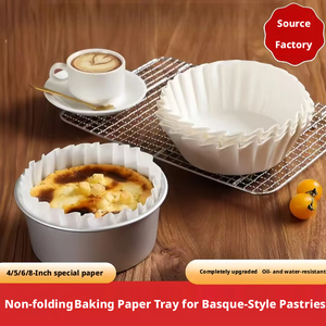 Bandejas de papel para hornear desechables blancas, resistentes al aceite, para repostería al por mayor, ideales para pasteles vascos especiales, pan y galletas. - Product Image 4
