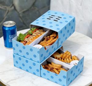 Emballage alimentaire en papier en forme de bateau en papier ivoire imprimé sur mesure, plateau à gaufres, boîte à hamburger en carton, boîte à corndog, boîte à fast-food avec couvercles - Product Image 4