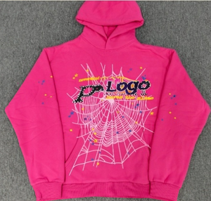 Felpa con Cappuccio Premium Edizione Originale SP555 1.1 Ragnatela Rosa 450gsm in Pile Pesante con Stampa a Rilievo, Pullover Streetwear - Product Image 2