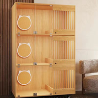 Cage d'élevage pour chats Kih Classic en bois massif écologique à trois niveaux, vitrine pour la maison, la villa, le salon, utilisation efficace