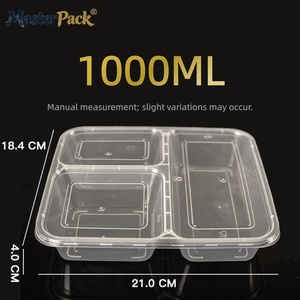 Boîtes à <span class=keywords><strong>lunch</strong></span> jetables personnalisables en PP de 3 mm, rectangulaires, anti-fuite, avec couvercles, pour plats à emporter (lot de 3) - Product Image 2