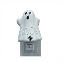 Veilleuse LED fantôme d'Halloween effrayante avec inscription « BOO » et araignée - Éclairage décoratif pour la maison, lampe murale à brancher, décoration de chambre d'enfant