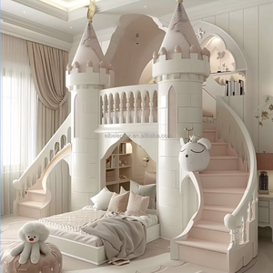 Litera de princesa <span class=keywords><strong>Castillo</strong></span> personalizada, cama bunker, literas rosas de lujo, juego de muebles de dormitorio <span class=keywords><strong>para</strong></span> <span class=keywords><strong>niñas</strong></span> - Product Image 2