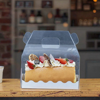Boîte de transport de gâteaux en PET innovante et robuste avec poignée pour présentation de desserts de fête de mariage de boulangerie