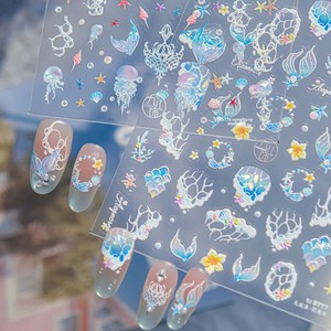 Adesivi per unghie Tomoni Jelly, ultra sottili, senza cuciture, scintillanti, stile Instagram, bestseller, decorazioni per unghie a tema oceano, effetto sognante, sirena marina - Product Image 4