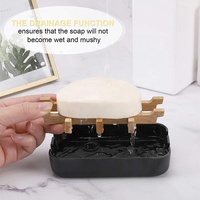 Porte-savon en bois de bambou pour salle de bain, porte-savon de douche, pont d'évier, baignoire, plateau de douche