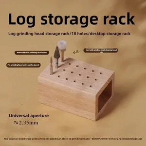 Support de rangement et présentoir en bois pour 18 embouts de ponceuse à ongles, boîte de rangement vide pour têtes de ponçage, étui organisateur pour outils de manucure - Product Image 5