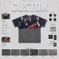 Camiseta retro americana de algodón, camiseta para hombre de 300 g/m², 100 % algodón, efecto descolorido por el sol, estampado con efecto lavado ligero, corte holgado.