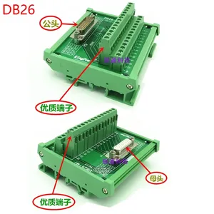 DB26 soket pria/wanita ke papan pcb adaptor blok terminal D-SUB konverter konektor 26pin dudukan rel Din