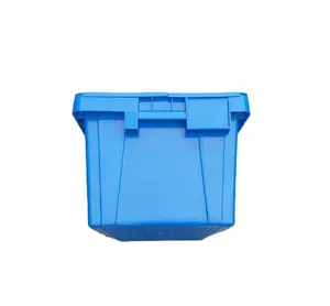 भारी शुल्क प्लास्टिक चलती बक्से संलग्न ढक्कन कंटेनर औद्योगिक गोदाम के लिए तह ढोना बॉक्स