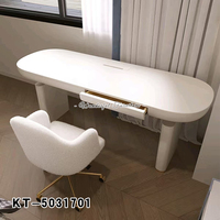 Bureau de luxe léger blanc crème pour chambre d'étude avec design de bureau flottant laqué