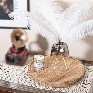 Wooden Rotating <b>Tray</b> Round Solid Wood Spice Storage Kitchen Countertop Condiment Holder Desktop Vase Base Fruit Plate - Product Image 3