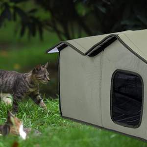 Große isolierte <span class=keywords><strong>Outdoor</strong></span>-Katzen haus Transparente Tür Wasserdichtes Design Beheizter Schutz Wasch bare Kätzchen hütte für kleine Hunde Wildkatze - Product Image 2