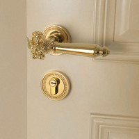 Serrure de porte à deux volets de conception française de luxe légère, inspirée des anges, finition dorée, fermeture magnétique silencieuse, chambre à coucher, hôtel, appartement