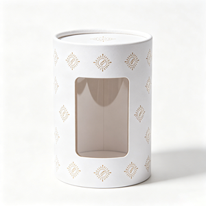 OEM Cylinder Cardboard <b>Box</b> With Visible Window Custom Design For Coffee Bean Brand <b>Packing</b> Shop Display Use - Product Image 2