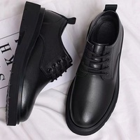 Chaussures Richelieu Loafers Formelles en Cuir Noir pour Homme, Printanières, Décontractées, avec Bout Large, Lacets, Semelles Souples et Conception Antidérapante