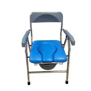 坐便椅折叠式坐便椅，适合老年人，带不锈钢管聚氯乙烯扶手和靠背