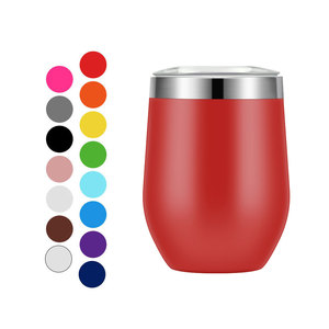 12oz Egg Shaped Stainless Steel Wine Tumbler Travel Coffee Mug Slide Lid Double Wall Vacuum Insulated Leak-Proof <b>Cup</b> for - Product Image 1