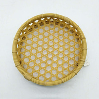 Panier de service rond en PP tressé imitation bambou, qualité alimentaire, étanche, facile à nettoyer, durable pour événements et fêtes