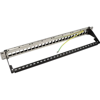 Panel Patch Keystone Kosong 10" 1U STP 24-Port Cat5e RJ45 Tembaga untuk Rak, Sesuai Standar ANSI/TIA/EIA, Hitam, Terminasi Punch, CHNOK
