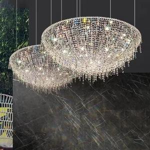 Lámpara colgante de araña redonda con cuentas de cristal de lujo decorativas para vestíbulo de Hotel de techo alto artístico - Product Image 4