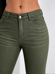 Jeans micro-évasés au style frais et doux pour femmes, pantalons stretch slim fit adaptés aux filles aux silhouettes pomme - Product Image 6