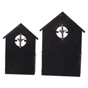 農家の庭屋外壁掛け装飾素朴な木造住宅型ディスプレイ収納壁棚金属鉄収納ラック付き - Product Image 5