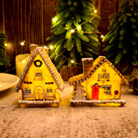 Nouvelle maison miniature en résine de Noël, micro-paysage, maison éclairée par LED, décoration de bureau de Noël, décoration de vacances