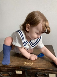 Ensemble deux pièces col <span class=keywords><strong>marin</strong></span> pour bébé, chemise à manches courtes et short bloomers, tenue nautique décontractée pour enfant - Product Image 2