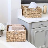 Cesto de Armazenamento de Vime Durável e Ecológico para Alimentos, Limpeza, Banheiro e Garagem - Estilo Tradicional